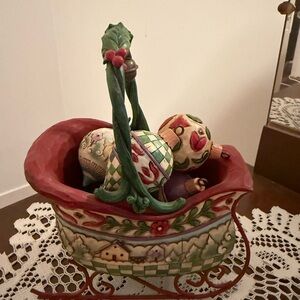 Jim Shore “Sleigh Bells Ring” Holiday Sleigh with Ornaments